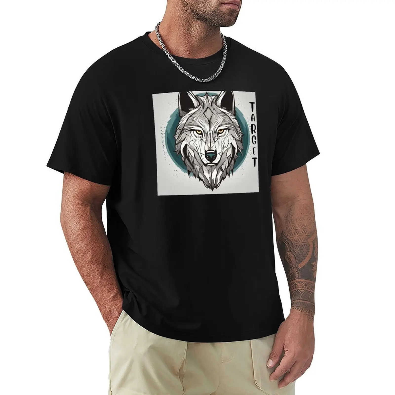 A black wolf Target T-Shirt Basic Tee Shirt for Everyday Outfit