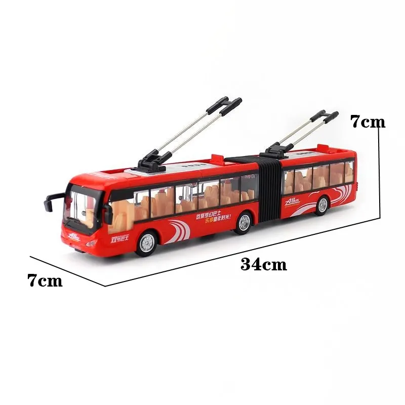 1:48 Scale Articulated Bus Sightseeing Toy Car Diecast Model Pull Back Doors Openable Sound & Light Educational Collection Gift