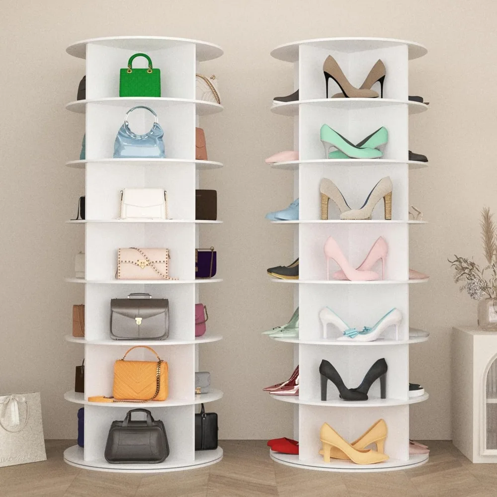 

7-Tier Rotating Shoe Rack Tower, Free Standing 360° Revolving shoe organizer and storage hold over 56 pairs of shoes, lazy Susan