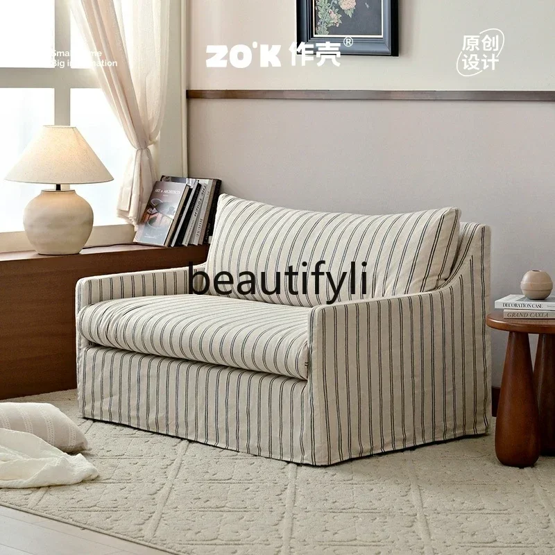 SS ss7486 Nordic simple detachable sofa wabi striped living room light retro fabric
