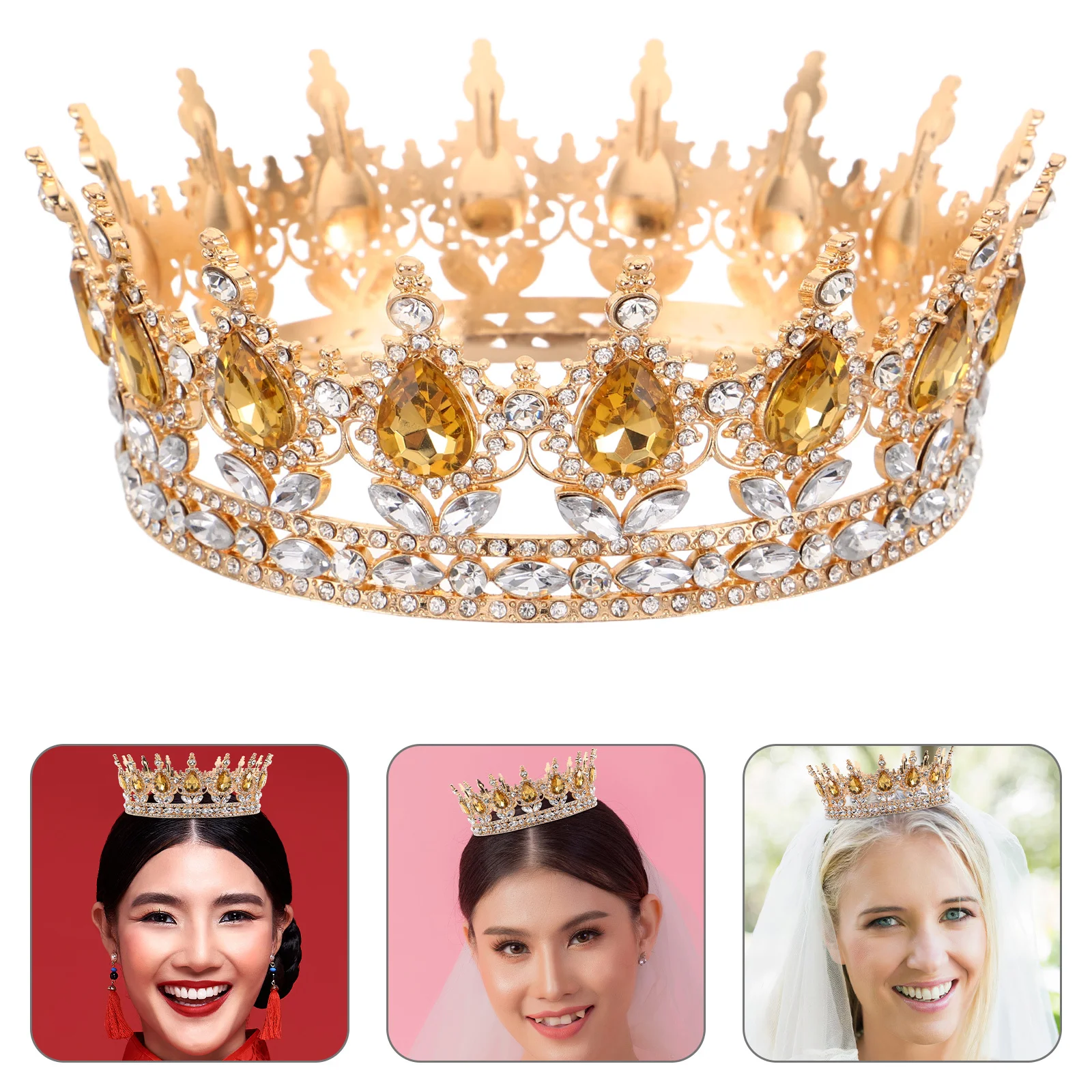 

Корона невесты со стразами в стиле барокко, свадебная повязка на голову, свадебная тиара, аксессуар для волос королевы, свадебный головной убор в стиле ретро