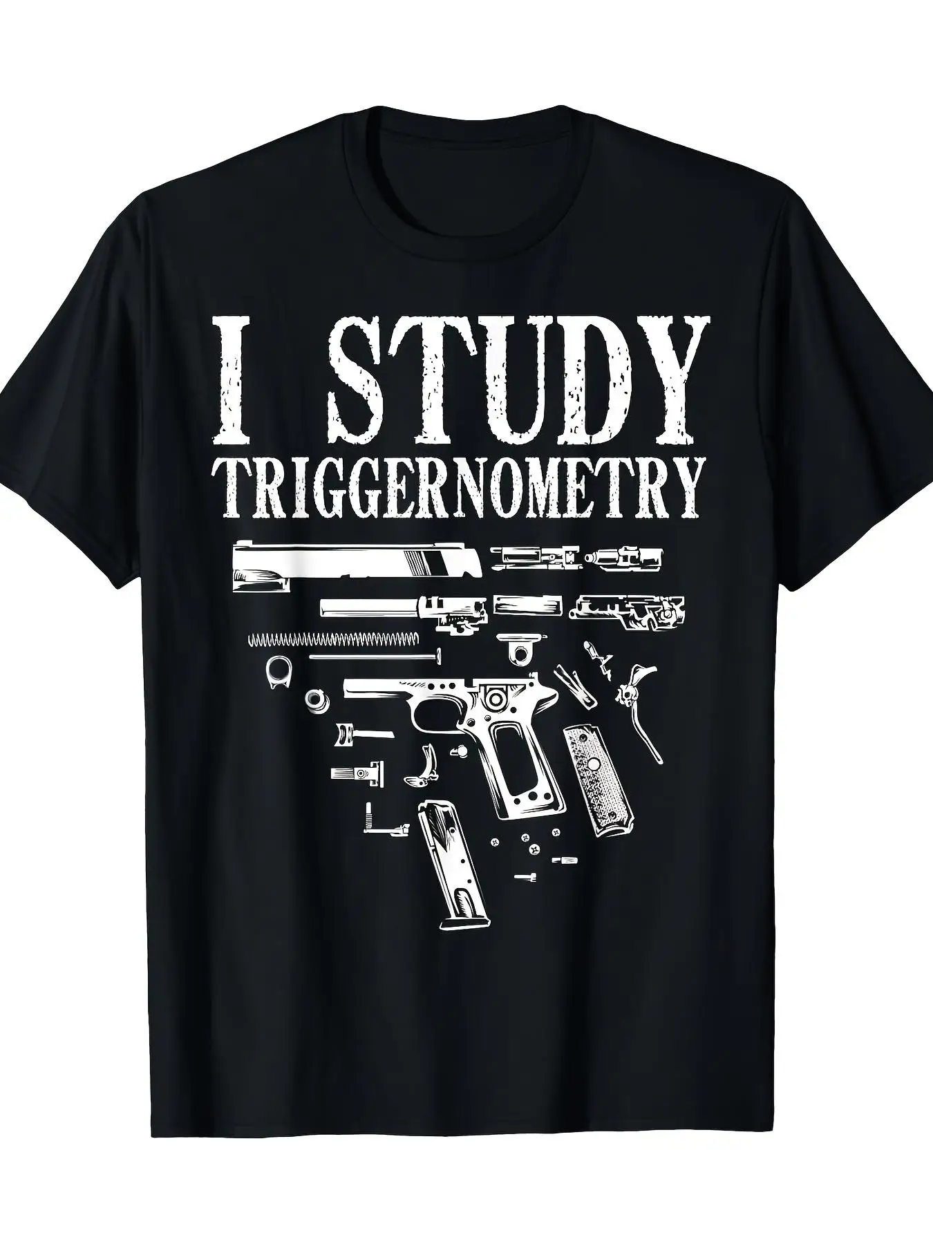 Funny Graphic T Shirt Triggernometry Gun Design Tee with I Study Triggernometry Header Soft Breathable Shirt for Men Women