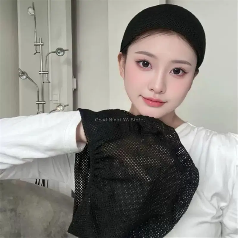 Black Sleep Hair Covers Light weight Breathable Hair Net Crochet Wigs Hat