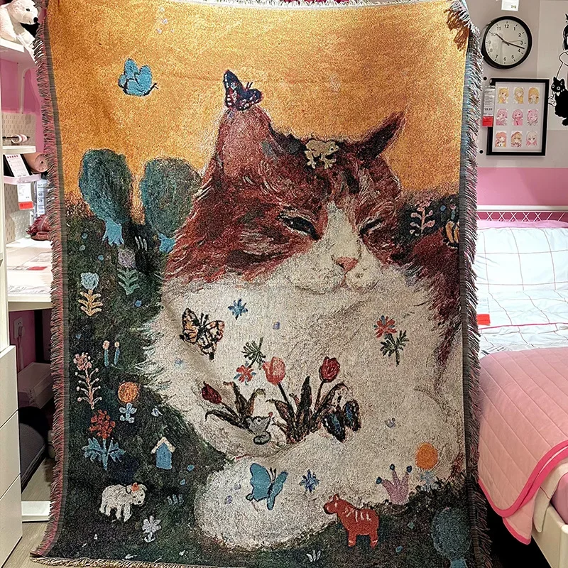 Korean Vintage Sofa Blanket Universal Healing Wall Hanging Tapestry Single Bed Headboard Cover Versatile Cute Decor Drop Ship