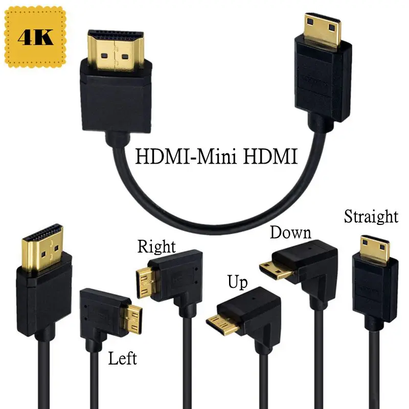 15CM OD 3.0mm Super miękki, kompatybilny z Micro HDMI i Mini Micro HDMI męski kabel cienkie krótkie 2.0V 2k 4k Hd @ 60hz lekki przenośny