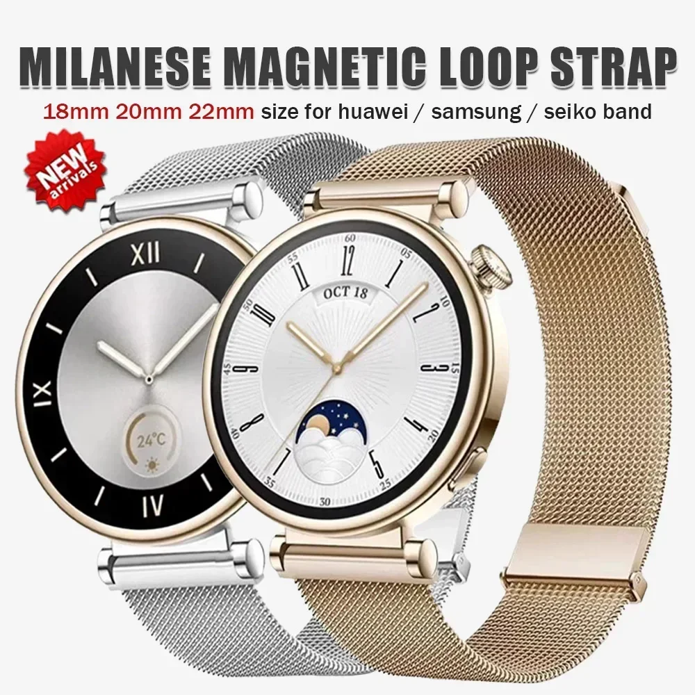 

20mm Milanese Loop Strap for Amazfit Active 2 Samsung Galaxy Watch 7 6 5 4 Magnetic 18mm 20mm 22mm Band for Huawei GT 5 Pro 46mm