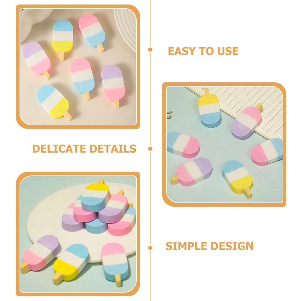 

24pcs Ice Cream Erasers for Kids Cute Pencil Rubber Smooth Portable Cartoon Stationery Mini Eraser Classroom Office