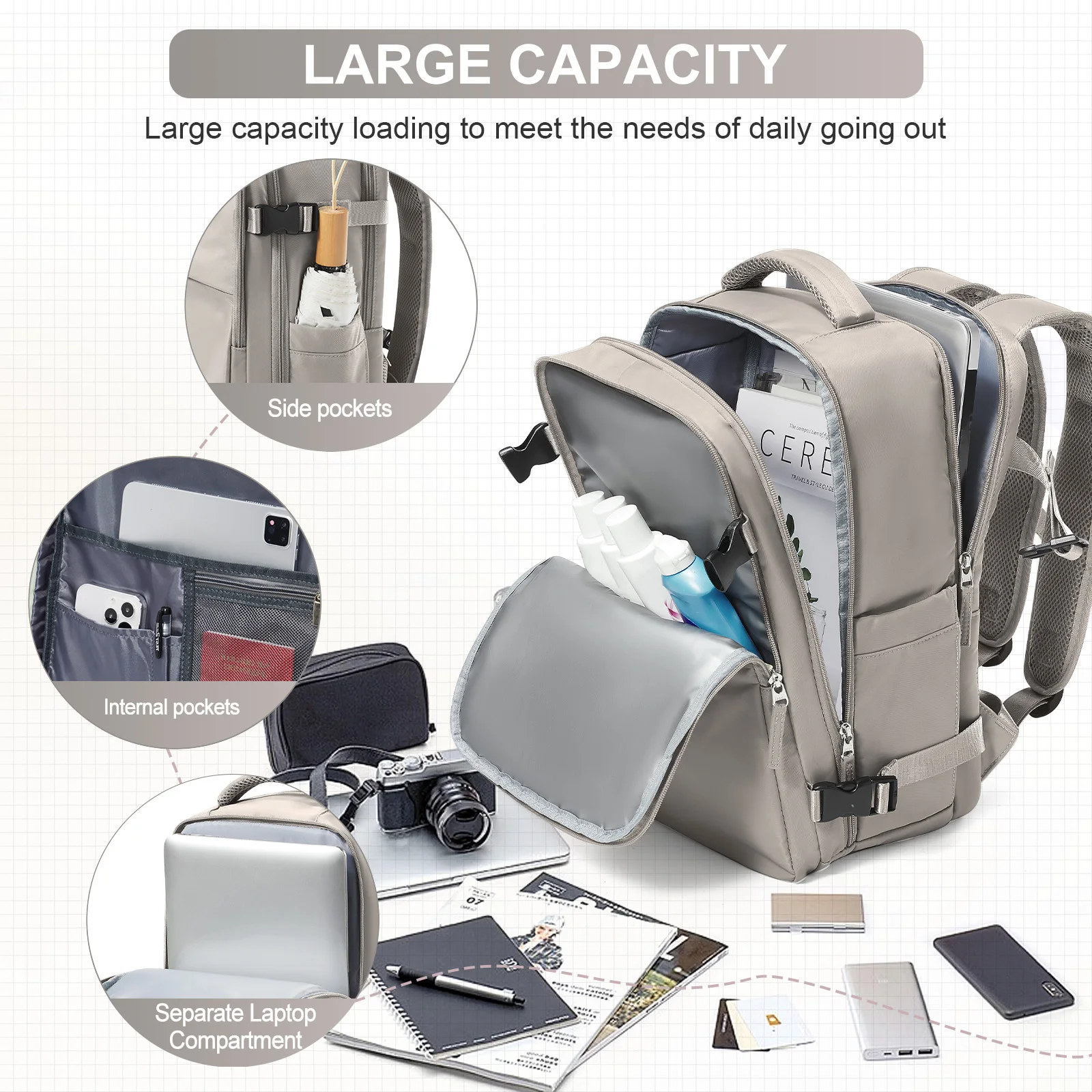 イージージェット ウィズエア航空承認のトラベルバックパック、短距離出張用の大容量軽量コンピューターバックパック