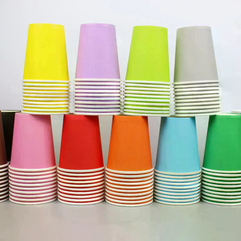 9oz 250ml Solid Thick Paper Cup Disposable Cup Wedding Birthday Party Holiday Disposable Tableware 10PCS