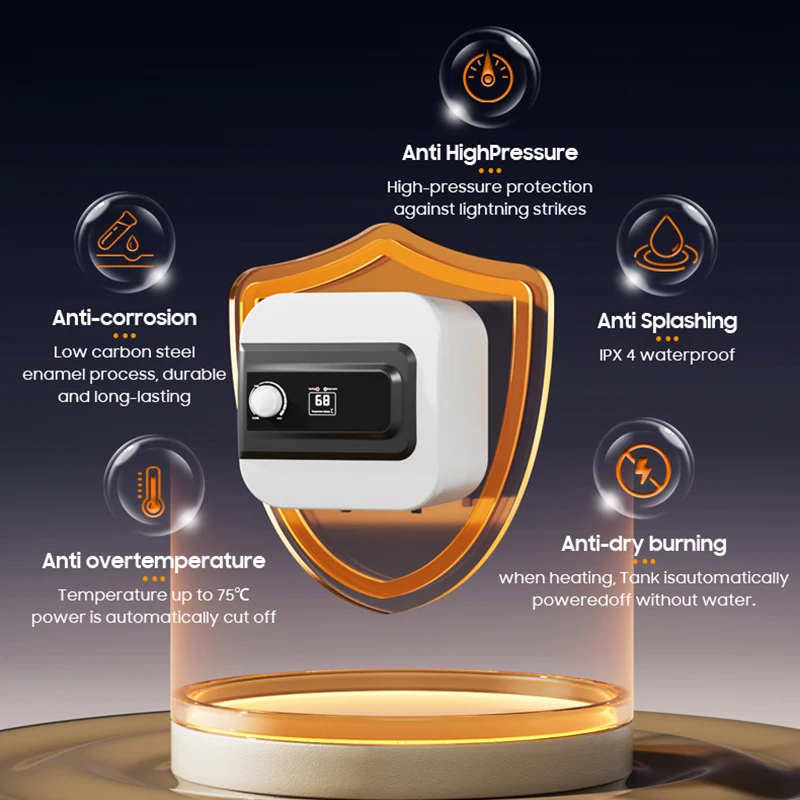 새로운 15L 1.6kW 사각형 주방용 온수기 샤워 전기 온수 저장 탱크 욕실용 온수기