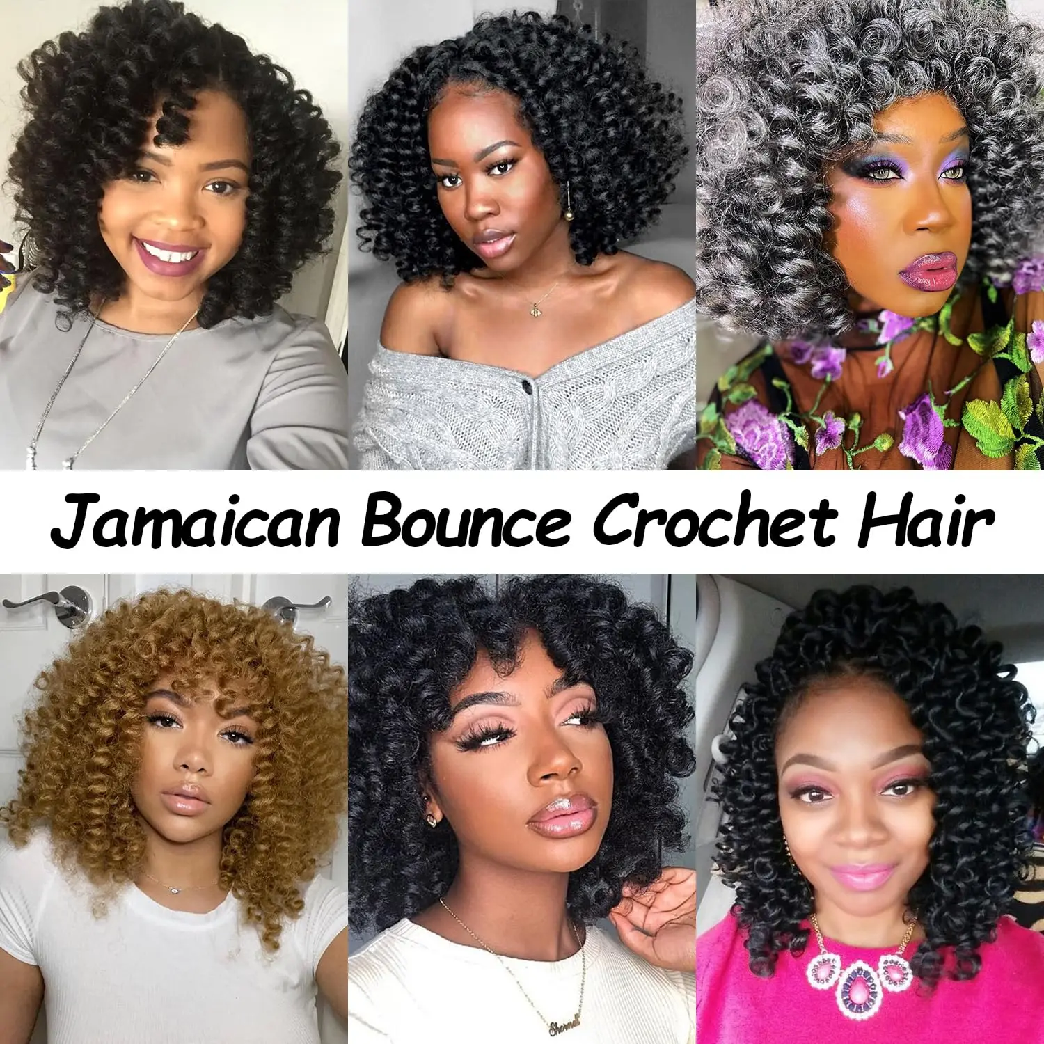 Wand Curl Crochet Hair 8inch Jamaican Bounce Crochet Hair for Black Women Natural Black  Crochet Hair Short Curly Crochet Hair