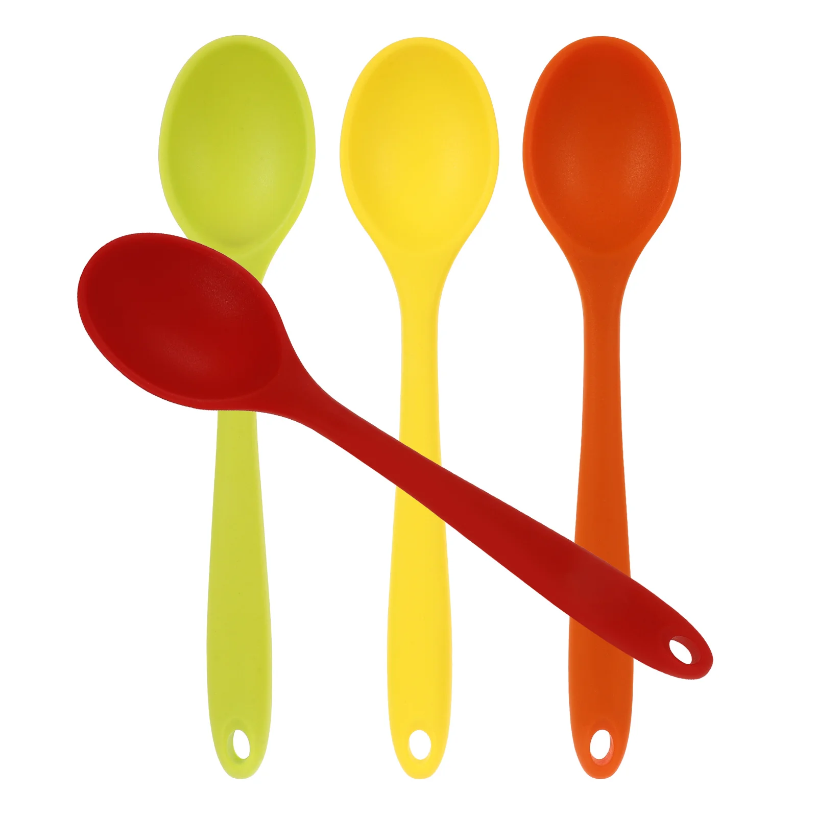 

4PCS Silicone Cooking Spoon Nonstick Heat Resistant Ergonomic Handle Mixing Soup Kitchen Utensils Serving Tool