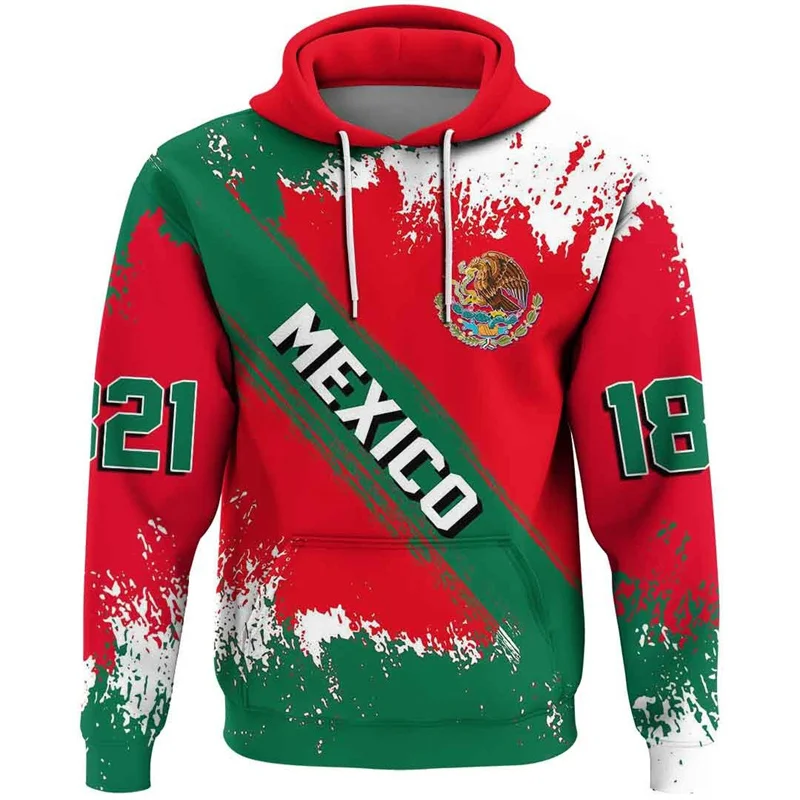 

Fashion Mexico Flag Pattern Hoodies Mens Womens Spring Autumn National Emblem 3D Printed Pullover Casual Trend Street Sweatshirt