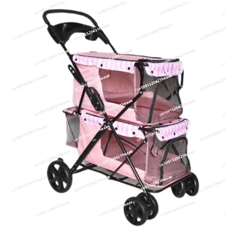 مناسبة لعربة قابلة للطي بعربة مزدوجة وحقيبة نقل للصدمات ذات أربع عجلات للسفر