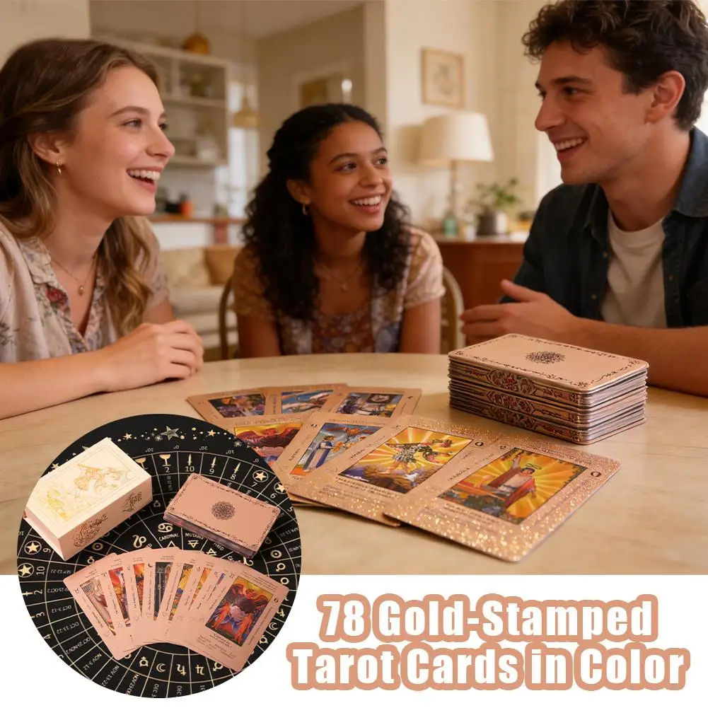 

Колода карт Таро с означениями, для начинающих, с ключевыми словами, состаренная, 12,4 x 7,4 см