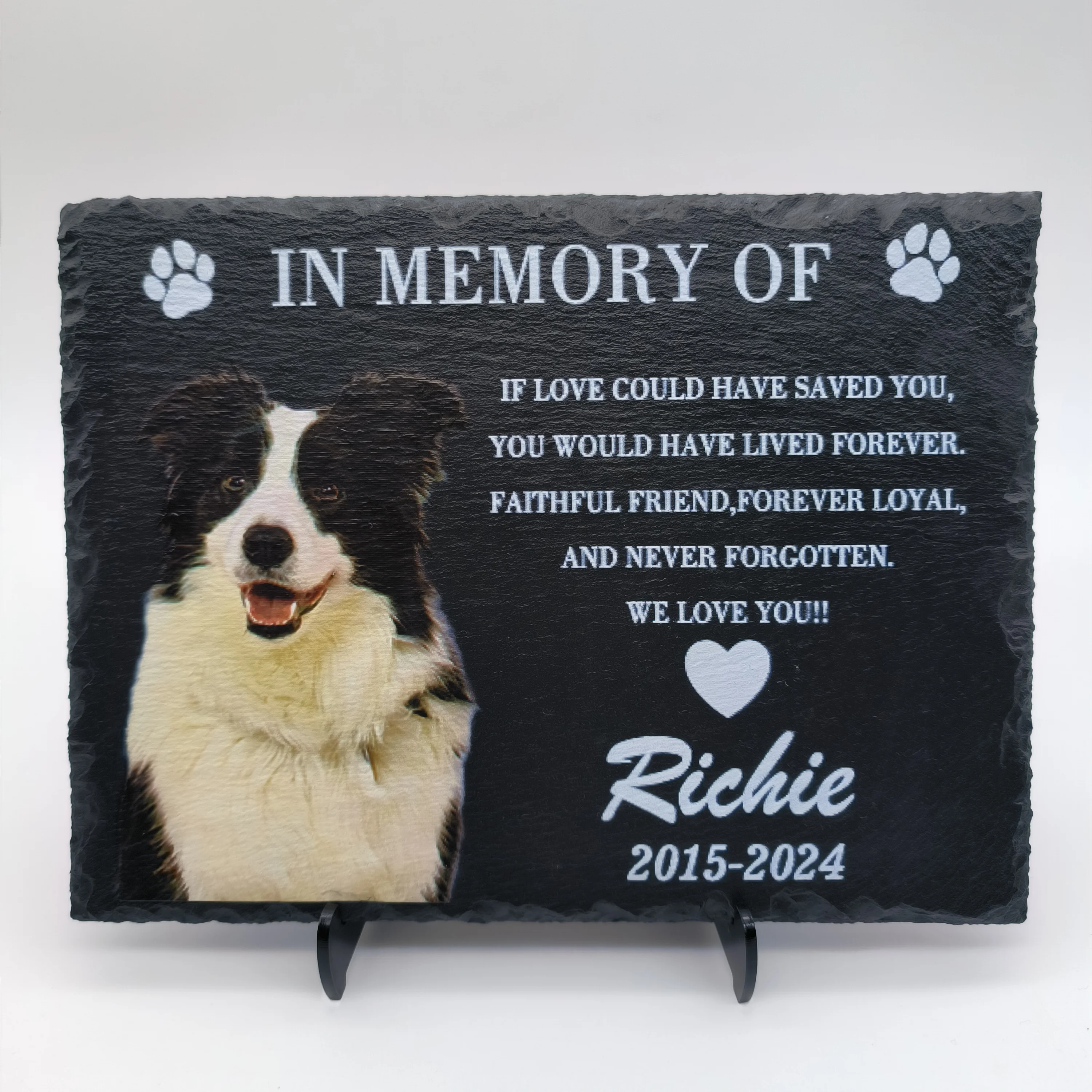 

Personalized Handcrafted Rectangular Natural Slate Pet Memorial Plaque - Custom Engraved Keepsake For A Beloved Pet Durable