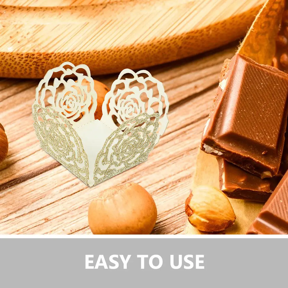 

100Pcs Chocolate Cups Hollow Design Paper Liners for Chocolate Truffles Candies Caramels Wedding Birthday Tea Party Decoration