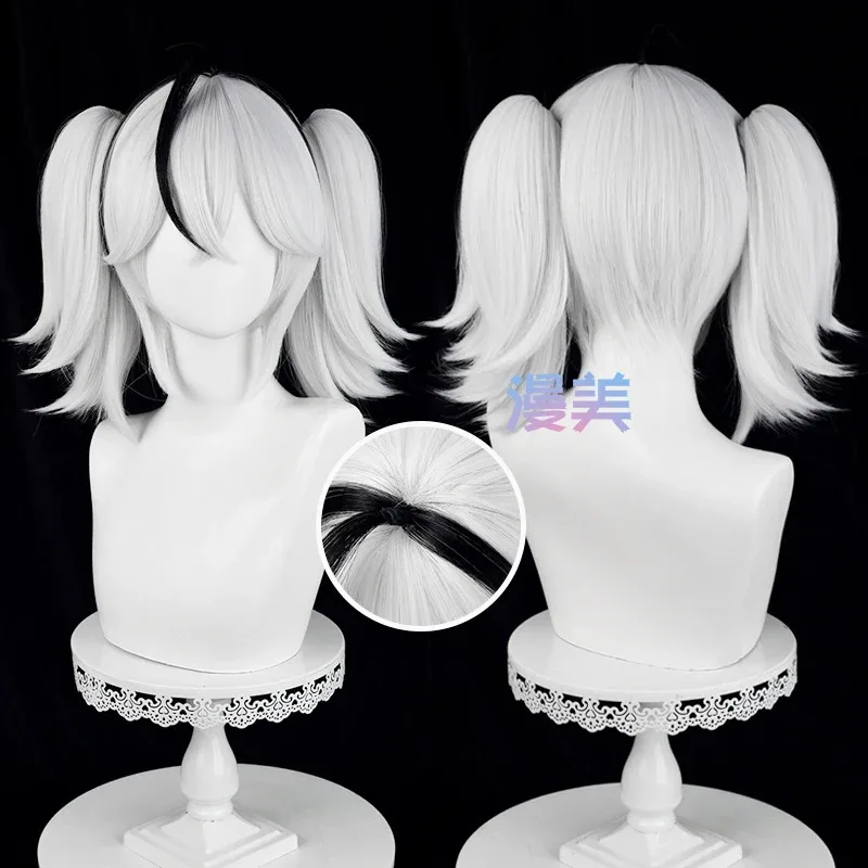 

Game Wuthering Waves Chun Cosplay Wig 35cm Short White Mixed Black Color Wigs Heat Resistant Hair For Halloween