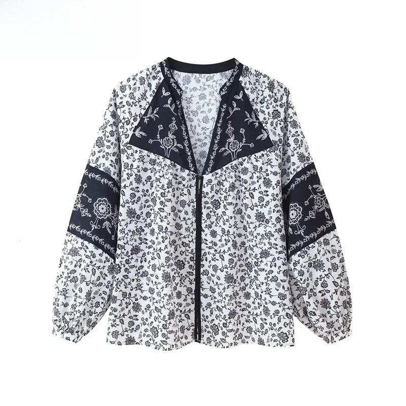 Csa ZBZR con Estampado Floral y Bordado de Cuentas, Hoada, de Poliéster, Manga Larga, Transpirable y Cómoda para Mujer, ...