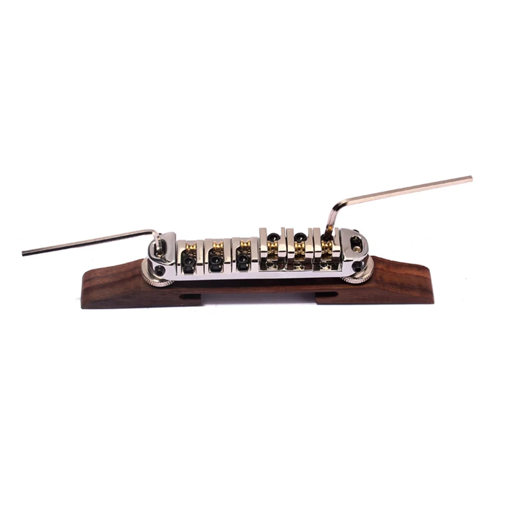 

Height Adjustable Guitar Bridge Parts Rosewood Archtop Component Jazz Replacement Wheel and Post Roller Saddles