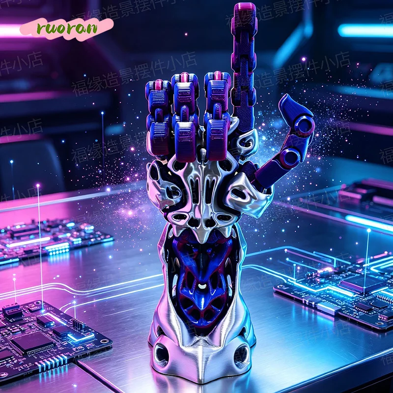 3D Printed Cool Mechanical Hand Movable Joints Sci Fi Style Desktop Decor Ornament Creative Gift for Home Office
