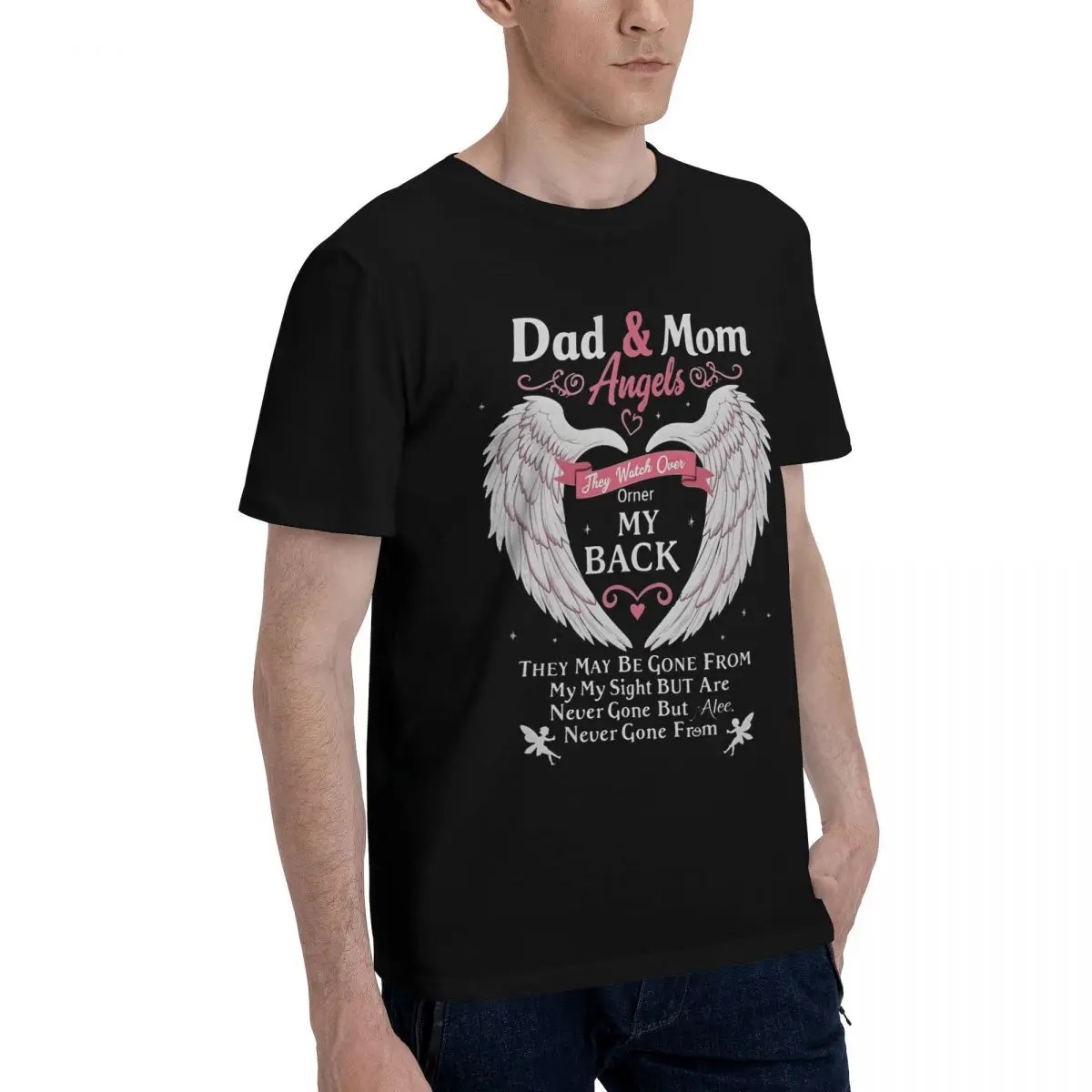 Dad Mom Angels Watch Over premium Move High grade Champion Tshirt Leisure Eur Size