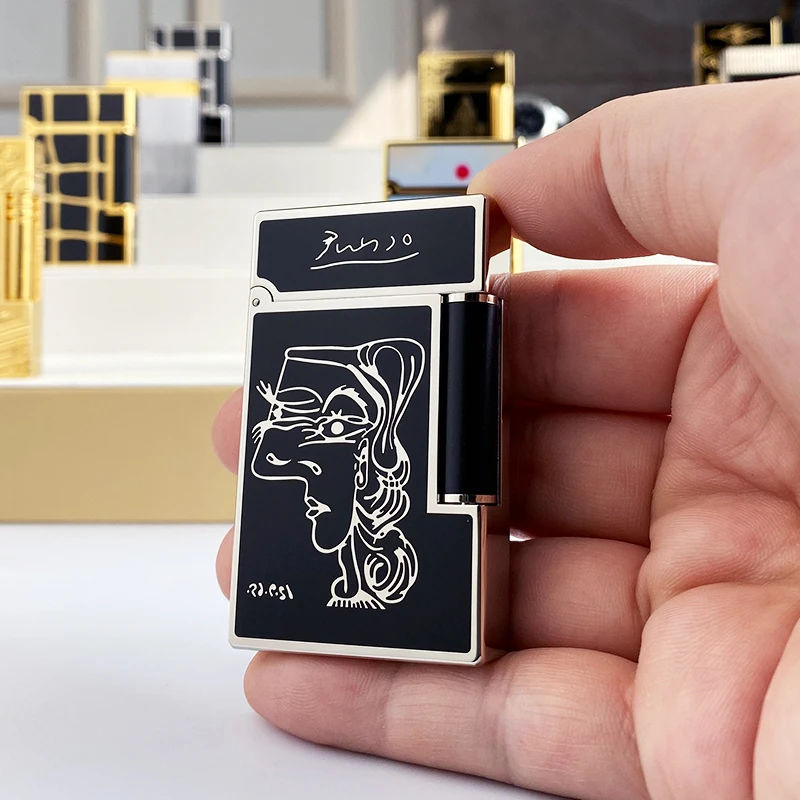 

New commemorative edition single and double flame luxury lighter Ping Sound natural paint cigarette smoking butane lighter 12121