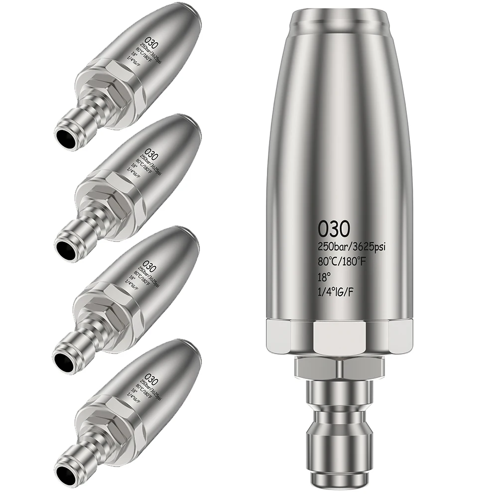 

5PCS/1PCS Pressure Washer Nozzle Stainless Steel Rotating Jet Nozzle 3625PSI Max 1/4inch Quick Connect Pressure Washer Tip