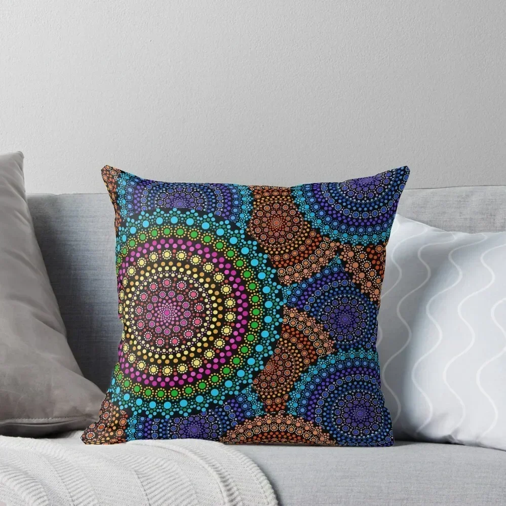 

Aboriginal Art Aborigine Australian Indigenous aboriginal Flag autochthon Bigambul Points Circle Autumn Day Gift Fo Throw Pillow