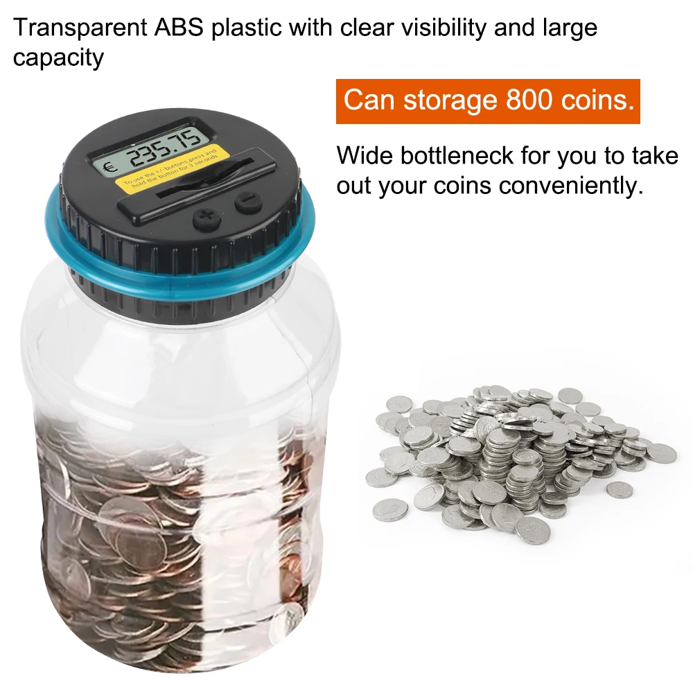 بالنسبة لأموال اليورو الأمريكي بسعة كبيرة، عد LCD رقمي، عد إلكتروني، حصالة على شكل حصالة على شكل عملة معدنية، جرة صندوق توفير المال