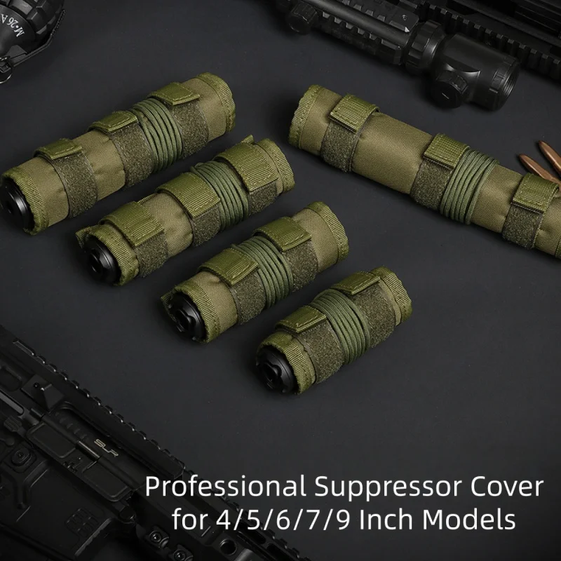 Sniper Suppressor Cover, Tactical Camouflage Protective Sleeve, CS Equipment,Fixed with Hook-and-Loop Fastener and Straps