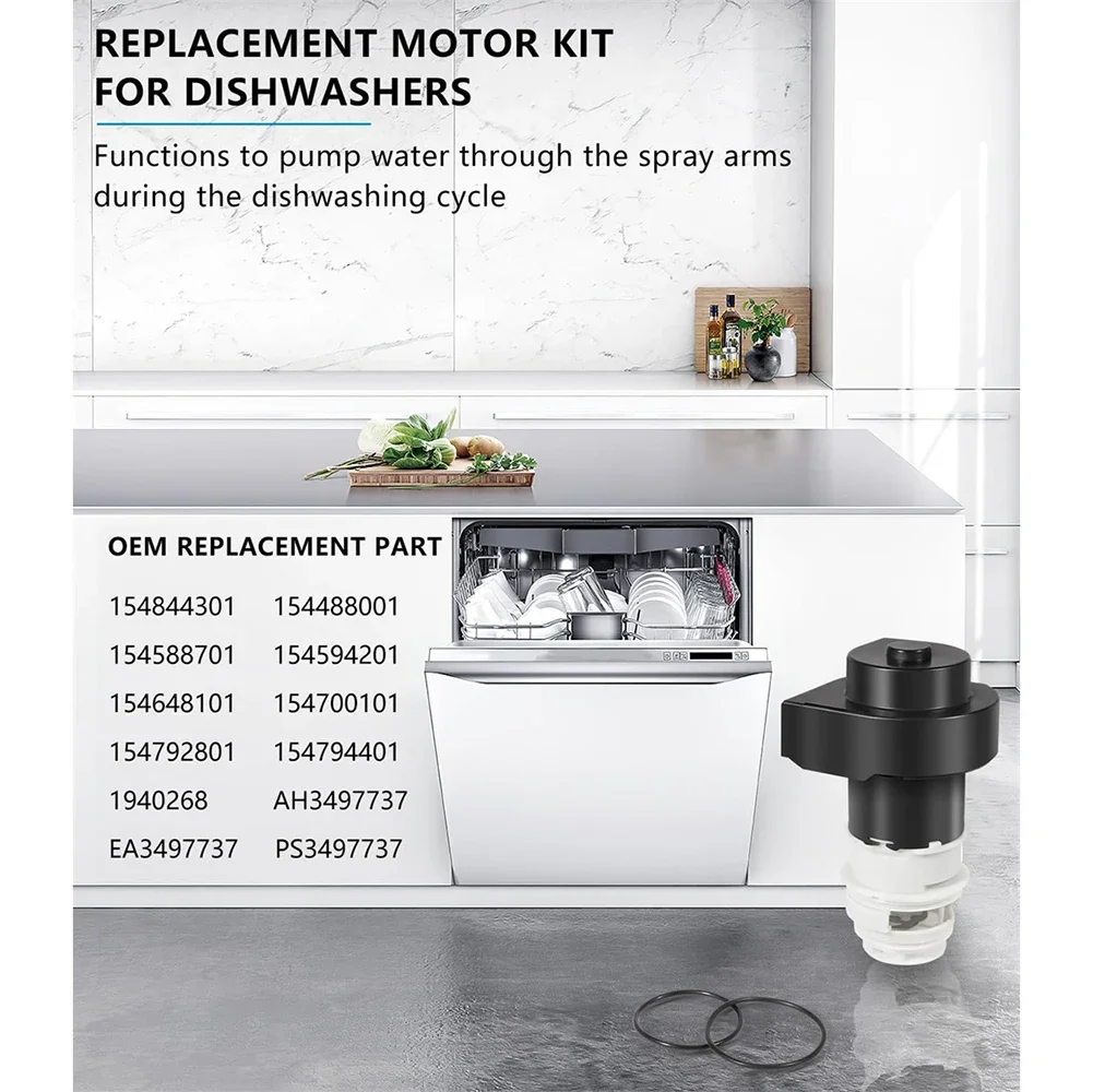 154844301 Dishwasher Circulation Pump Motor Replacement Motor kit for Frigidaire Kenmore Crosley Kelvinator Dishwashers Kitchen