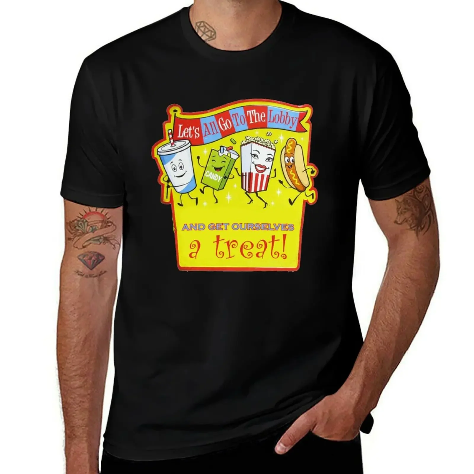 

LET'S ALL GO TO THE LOBBY And Get Ourselves A Treat Retro Vintage Food Movie Theatre T-Shirt animal prinfor boys clothes for men