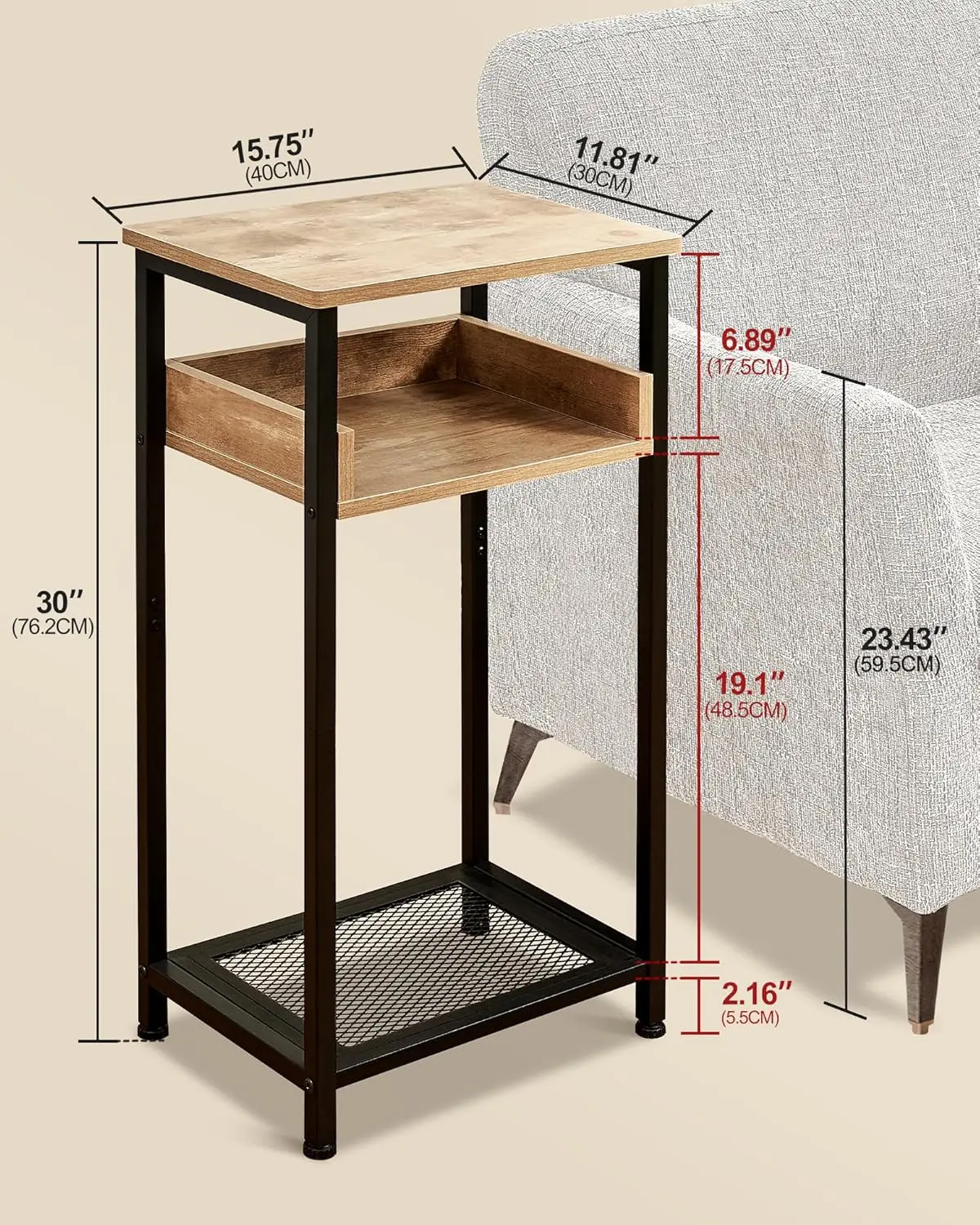 

Высокий приставной столик, 30-дюймовый высококачественный столик, небольшой столик в прихожей, прикроватная тумбочка для гостиной и спальни, серый и черный - горячая распродажа