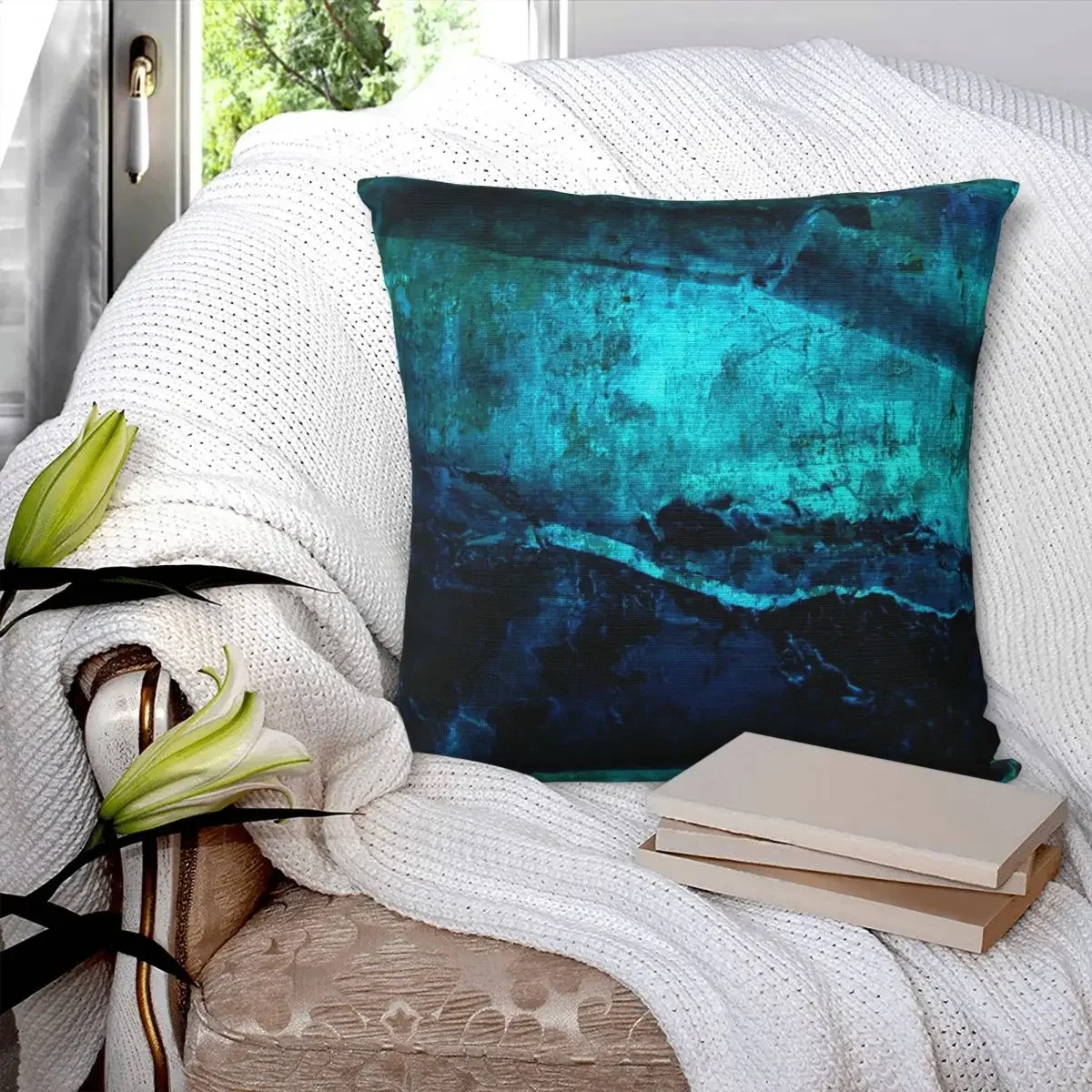 In Navy Blue And Turquoise Pillowcase Polyester Pillow Cover Cushion Comfort Throw Pillow Sofa Decorative Cushions Used for Home