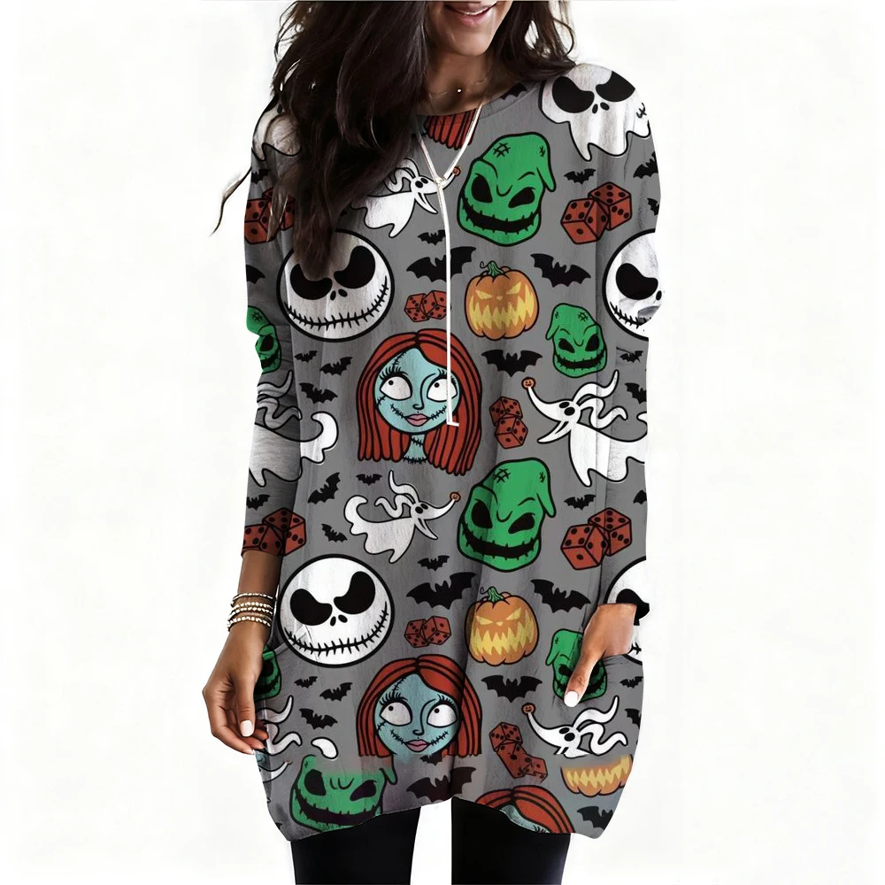 

Fashion The Nightmare Before Jack Skellington Long Sleeve T-Shirt Female Autumn Loose Pullover Tops Women Casual Commuter Tees