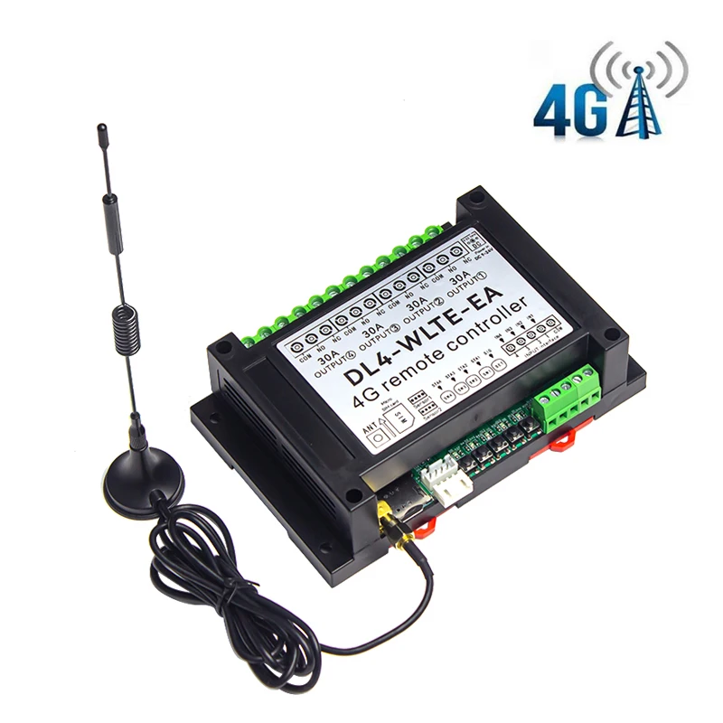 DL4-WLTE 4G LTE SMS APP Remote Control Switch 30A GSM Power Off Socket 4-Channel Relay Switch