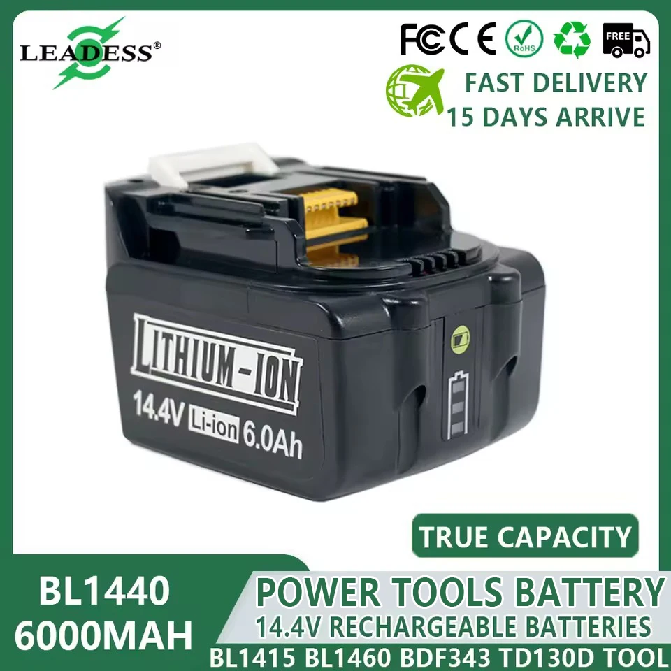 BL1440 14.4V Battery for Makita BL1430 Lithium Cordless Power Tools Rechargeable Battery for Makita BL1415 BL1460 BDF343 TD130D