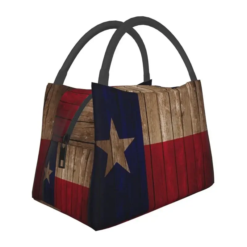 

Vintage Texas Flag Lunch Boxes for Women Western Texas Lone Thermal Cooler Food Insulated Lunch Bag Work Pinic Container