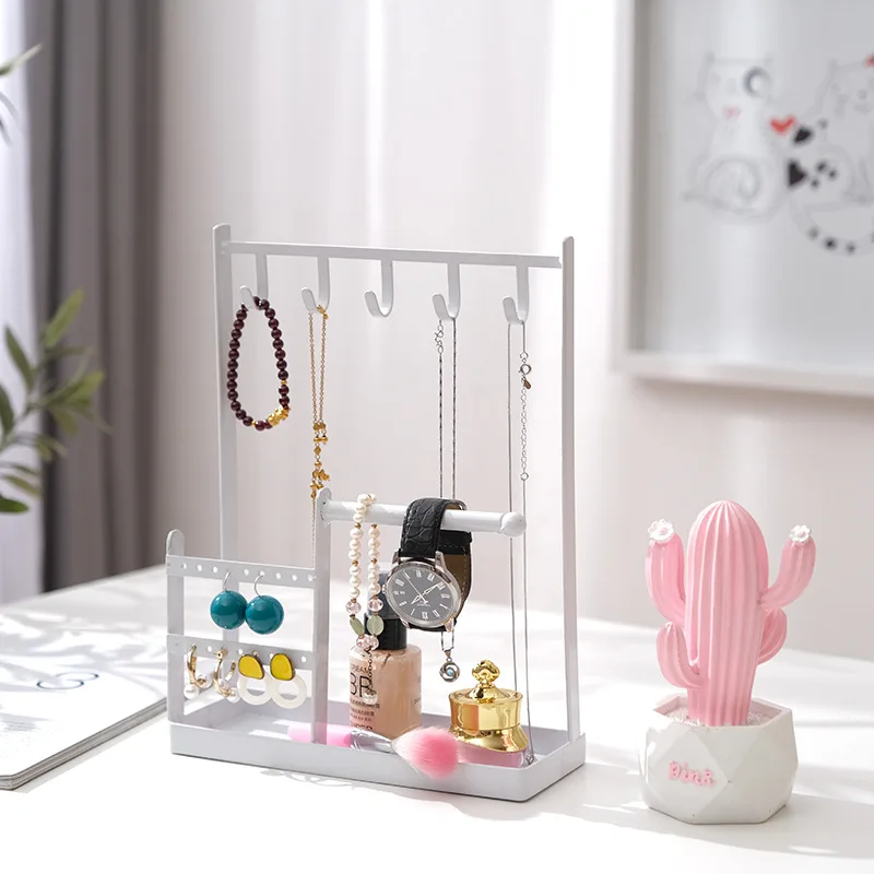 Multifunctional Jewelry Display Rack Earrings Necklace Organizer Stand Women Bracelet Watch Desktop Storage Rack