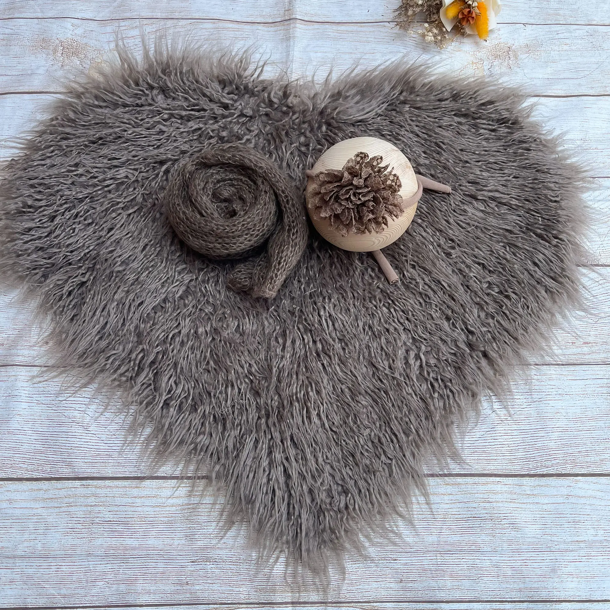 Don&Judy Soft Infant Baby Square Heart Faux Fur Blanket Background Photo Shooting Set Newborn Photography Props Accessories 2023