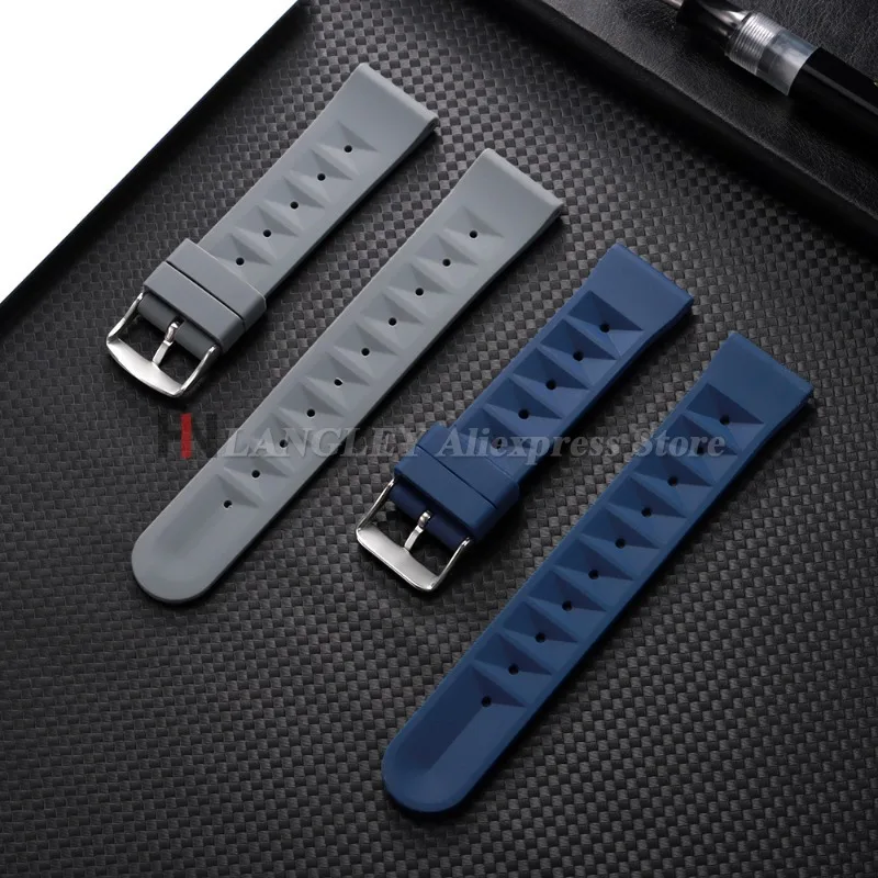 Watchdives 20 مللي متر 22 مللي متر لينة المطاط الهراء حزام سوار العالمي الرجال غواص سيليكون مقاوم للماء الرياضة ل Seiko5 SKX007 حزام الساعات #4