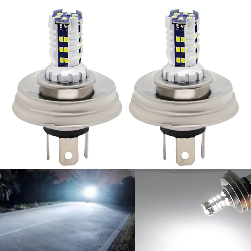 

Светодиодные фары для мотоцикла P45T R2 30SMD, 2 шт., фары дальнего/ближнего света для скутера, мопеда, белого цвета, 6000 К, 9-30 в, передняя фара для мотоцикла