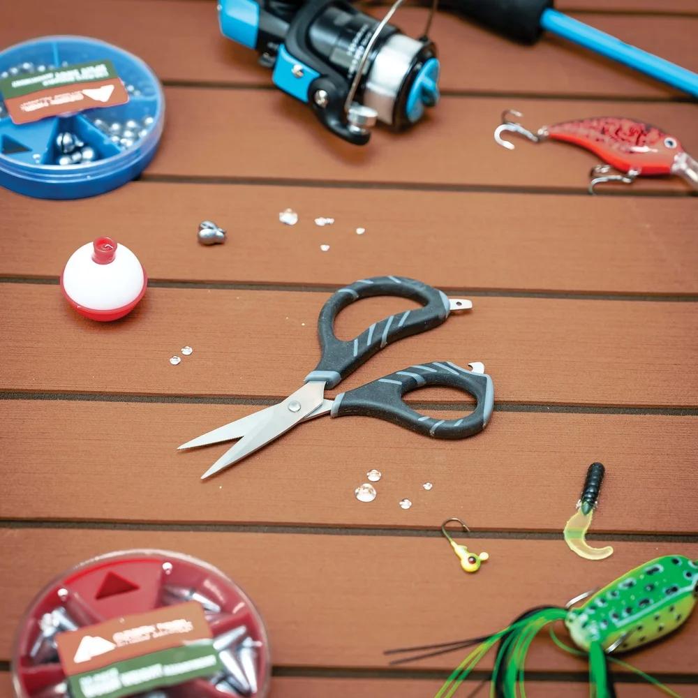 Braided Fishing Line Scissors Stainless Steel Soft Grip Multi-Function Tools Built-In Bottle Opener Screwdriver Ergonomic Design