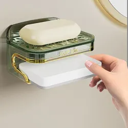 Elegant Soap Holder with Self-Adhesive, Wall-mounted, No Drilling,No Water Accumulation for Kitchen and Bathroom Organizer