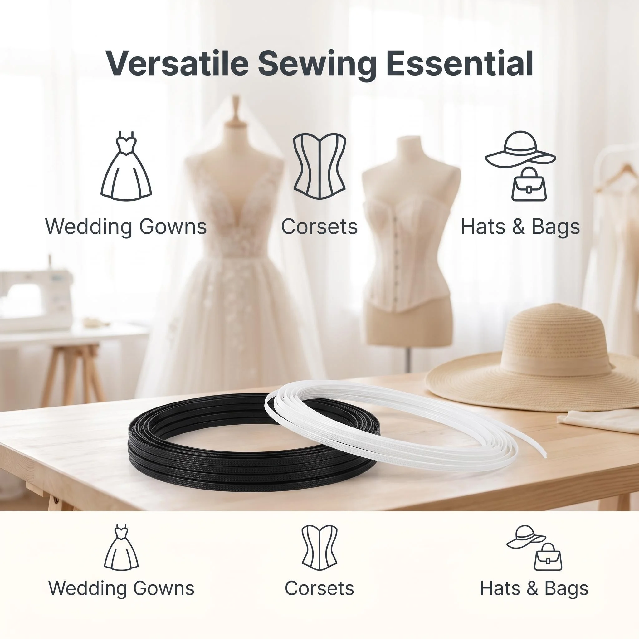 DIY Home Sewing Craft Supplies 50yards Flexible Low Density Polyester Fish Boning Shaping Strip For Corset Bra Wedding