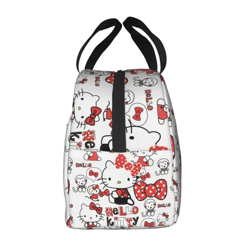 Custom Hello Kitty Insulated Lunch Box for Women Reusable Thermal Cooler Lunch Bag Work Food Picnic Container Tote Bags