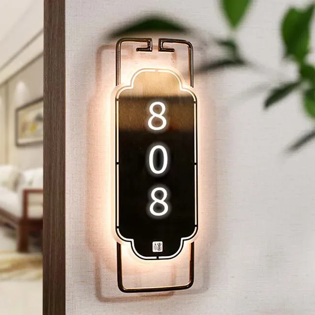 Stainless Steel Illuminated Door Number Hotel Rooms Private Rooms Beauty Salons Foot Baths Apartments Room Number Customization