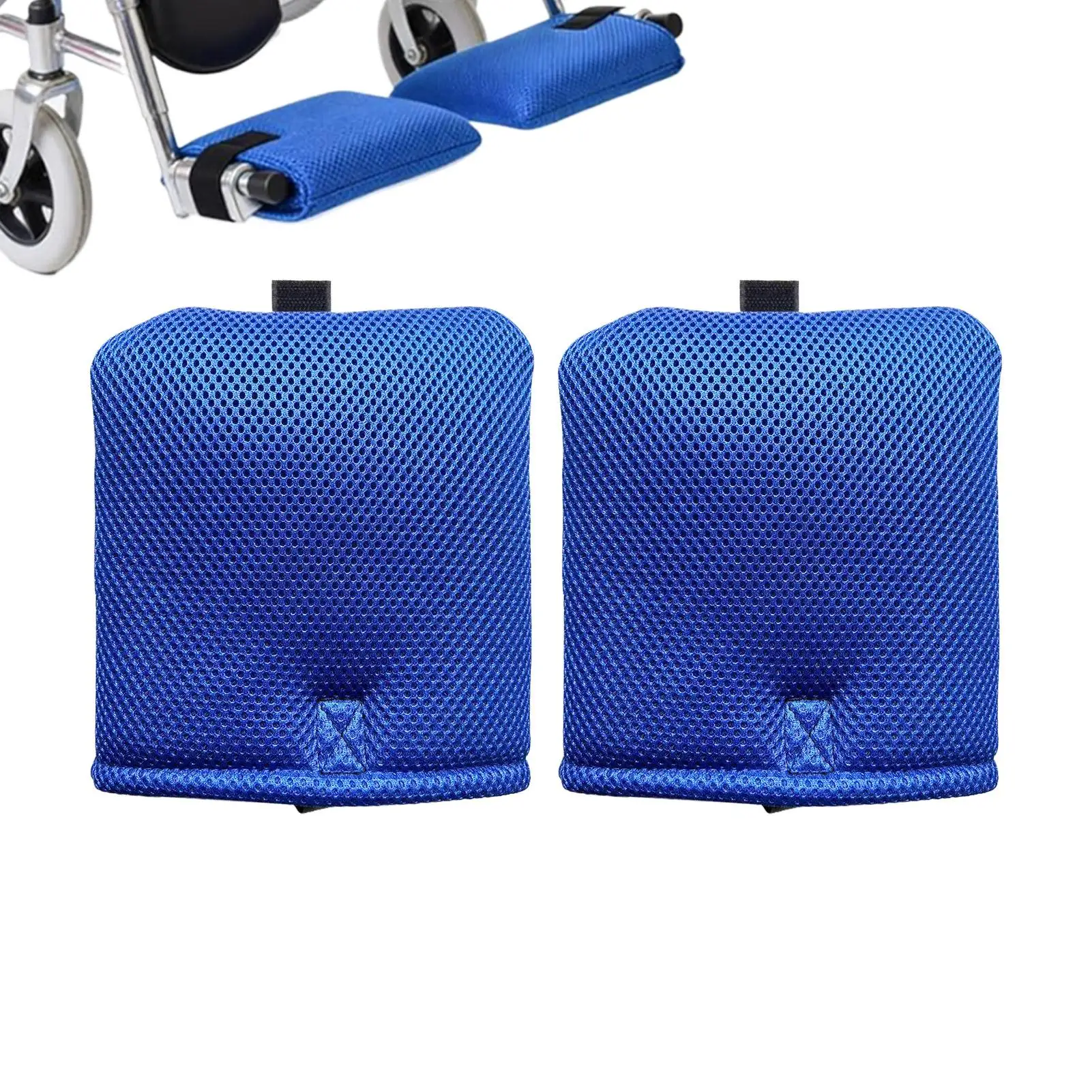 1 Pair Universal Wheelchair Footrest Cushion Breathable Mesh Pad Pressure Relief Non-Slip Cover Easy Install for Elderly