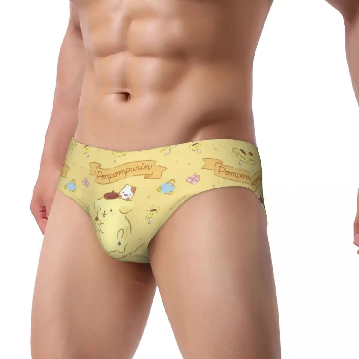 Custom Mens Pom Pom Purin Love Combination Panties Underwear Male Soft Briefs Underpants